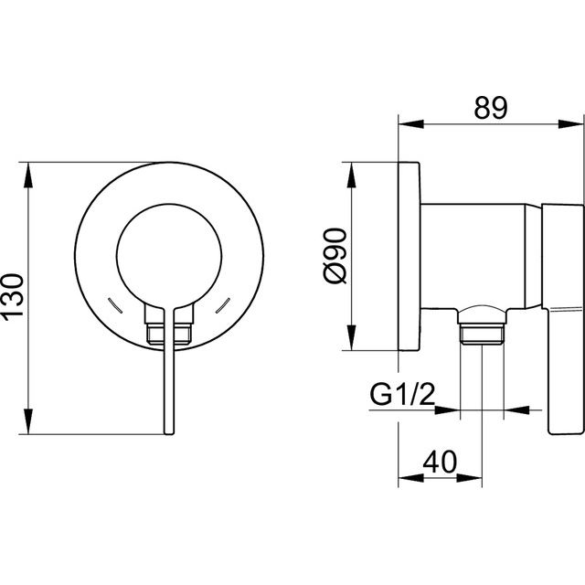 KEUCO - EHM-WT-Mischer IXMO_solo 59552, mit Schlauchanschluss, rund, verchromt