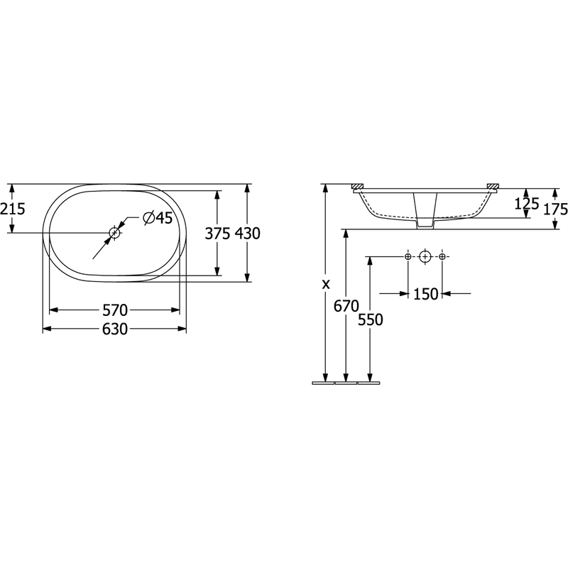 VILLEROY & BOCH - UnterbauWT Architectura 570x375mm ov o ÜL Außenseite nicht glasiert weAlpinc