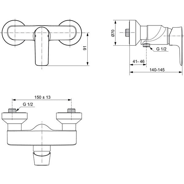 Ideal Standard - Brausearmatur AP CONNECT AIR, Ausld. 41mm, Sundance gold