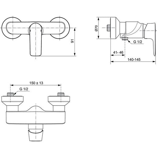 Ideal Standard - Brausearmatur AP CONNECT AIR, Ausld. 41mm, Sundance gold