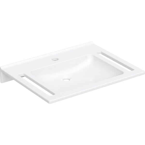 Geberit Vertriebs - Waschtisch AGILO, Varicor, 700x550mm mit Ausschnitte, m. Hl., o. Ül., weiß