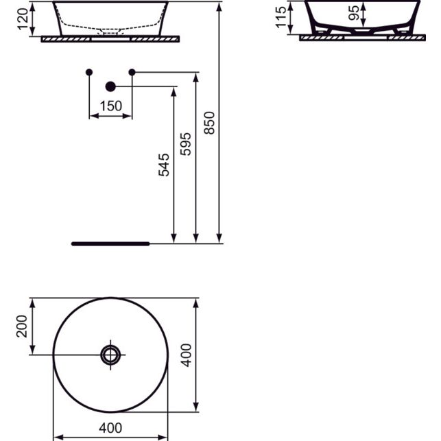Ideal Standard - Schale IPALYSS, o.Hl., o.Ül., 400x400x120mm, Granatapfel