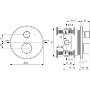 Ideal Standard - IS Badethermostat UP Ceratherm T100 Rosette d:163mm Silver Storm