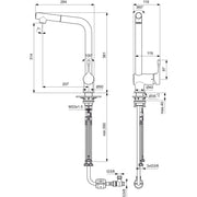 Ideal Standard - Küchenarm. CERALOOK, ND,m.herausz.HB, m.hohem Auslauf, Ausld.207mm, Chrom