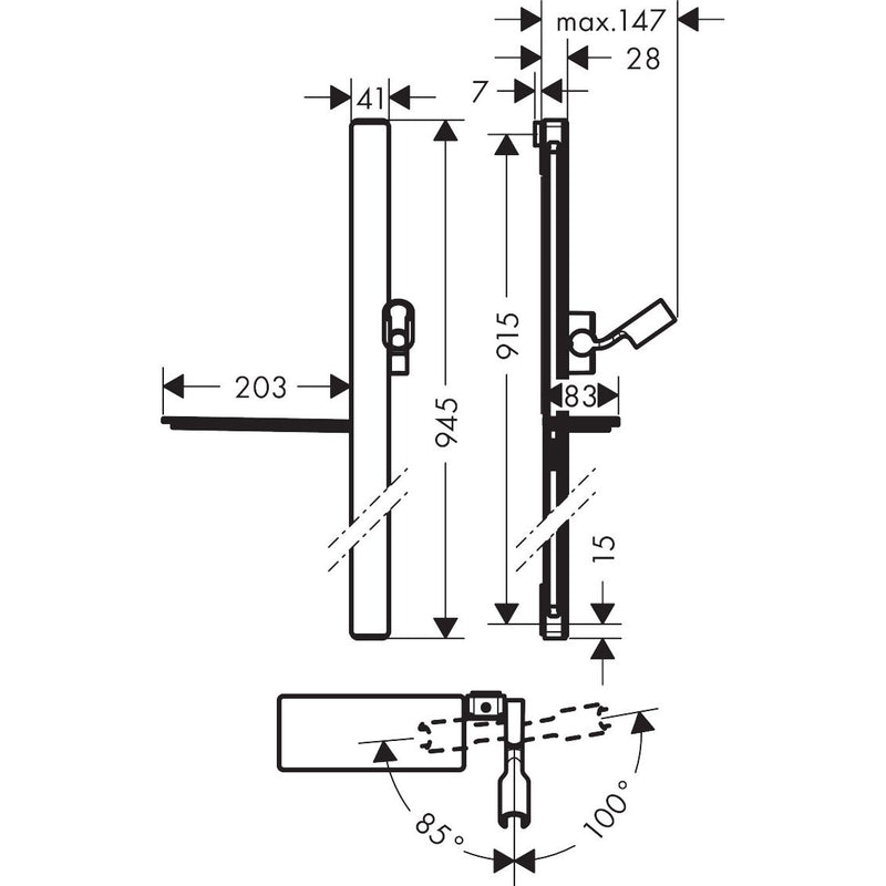 Hansgrohe - Brausestange UNICA'E 900mm weiß/chrom