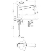 Ideal Standard - Küchenarmatur CERAPLAN m.h.Auslauf Ausld.210mm m.Absperrventil Chrom