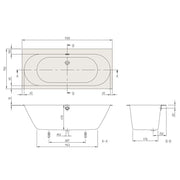 VILLEROY & BOCH - Quaryl-Badewanne A18 rechteck DUO 1700x750x470mm Füße Ab-/Überlaufgrt weiß