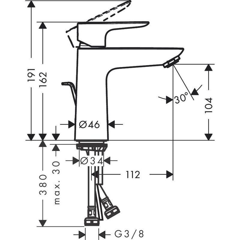 Hansgrohe - Waschtischmischer 110 Talis E CoolStart, mit Ablauf, chrom