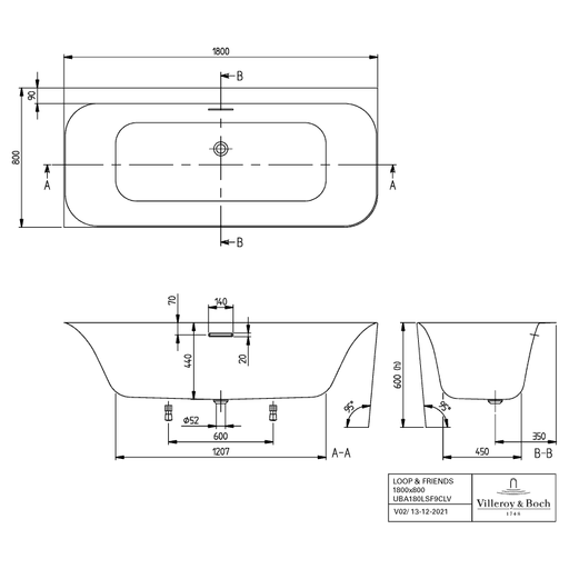 VILLEROY & BOCH - VWBW Loop&Friends 180LSFLB1 VWBW li Ausf. m Sys AC TP1 Zul. weAlpin