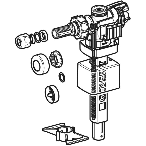 Geberit Vertriebs - Typ 383 Füllventil, WA seitlich 3/8, Nippel aus Messing, für AP-SPK
