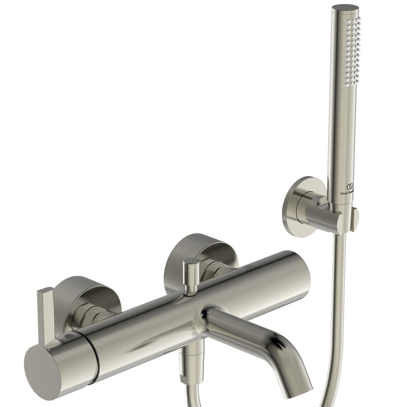 Ideal Standard - Badearmatur AP JOY, m.Stab-HB, Brauseschlauch u.Wandhalter,Silver Storm