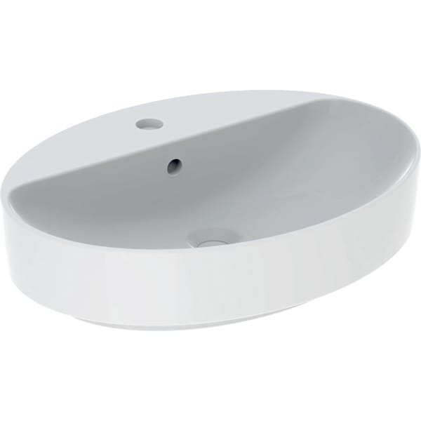 Geberit Vertriebs - Aufsatz-WT VARIFORM, oval, 600x450mm mit Hahnloch, m. Ül., weiß, KeraTect
