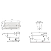VILLEROY & BOCH - Quaryl-Badewanne A18 rechteck KF 1600x750x450mm mit Wannenfüßen weiß