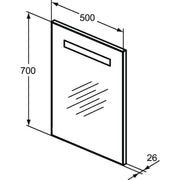 Ideal Standard - Spiegel MIRROR&LIGHT, m. Licht, 30W, 500x26x700mm