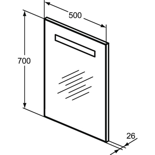Ideal Standard - Spiegel MIRROR&LIGHT, m. Licht, 30W, 500x26x700mm