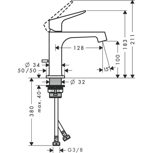 Hansgrohe - Waschtisch EHM AXOR CITTERIO M 34010000 chrom m.Ablaufgarnitur