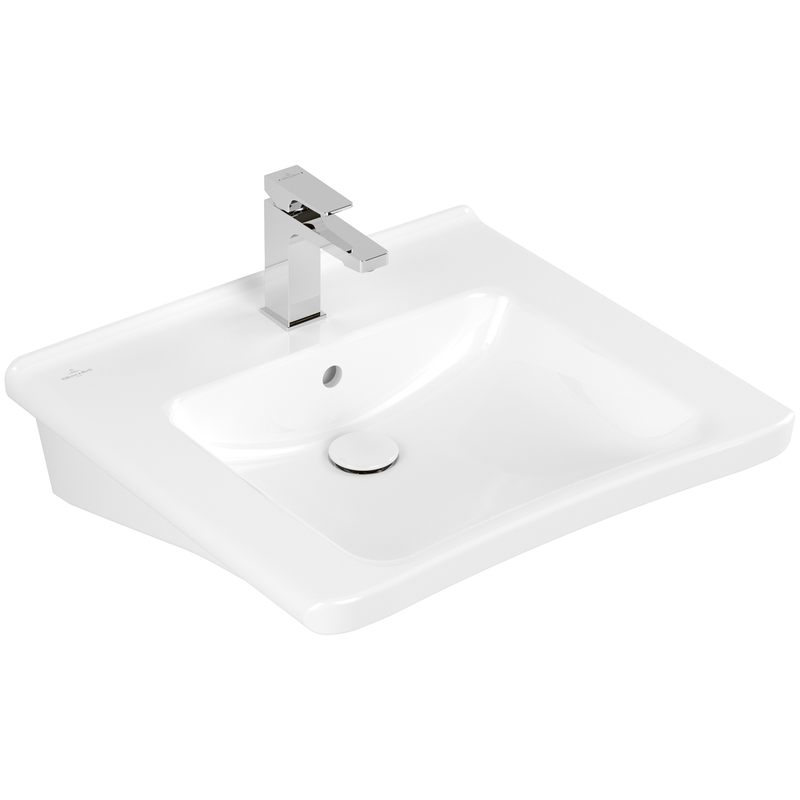 VILLEROY & BOCH - Waschbecken ViCare 4A8060 600x550mm re-eckig 1HL. m. ÜL. Weiß Alpin cplus