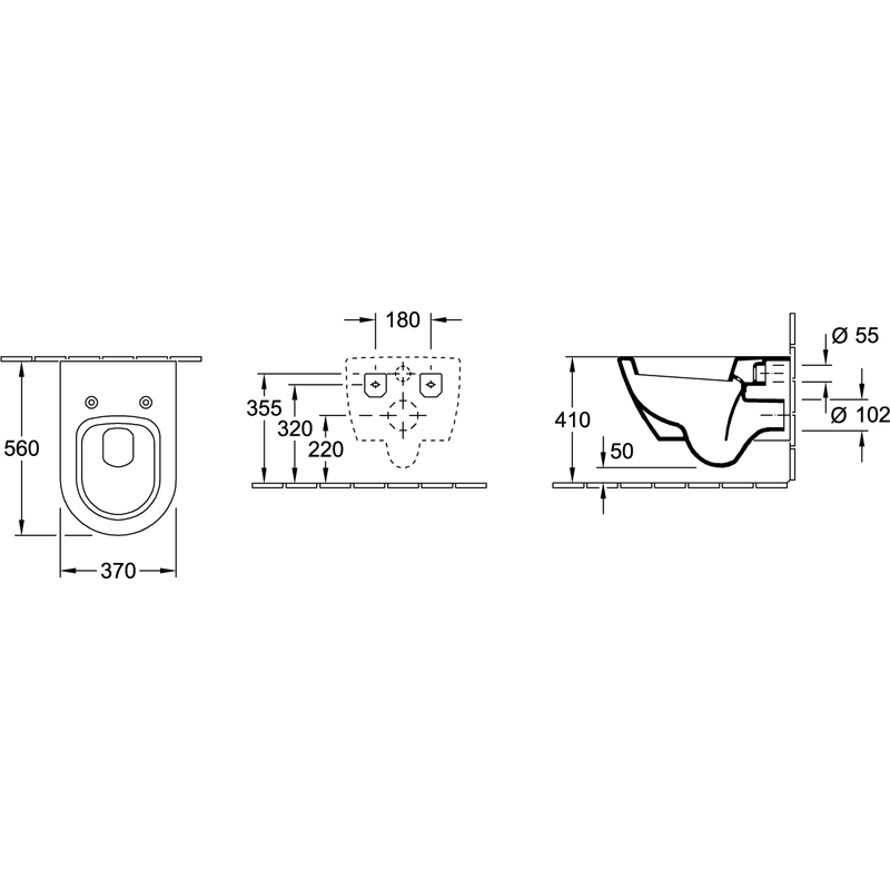 VILLEROY & BOCH - Tiefspül-WC Subway 2.0 375x565x360 mm, ov wandh. Abgang waager. Weiß Alpin