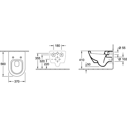 VILLEROY & BOCH - Tiefspül-WC Subway 2.0 375x565x360 mm, ov wandh. Abgang waager. Weiß Alpin