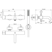 Ideal Standard - Badearmatur AP JOY, m.Stab-HB, Brauseschlauch u.Wandhalter, Chrom