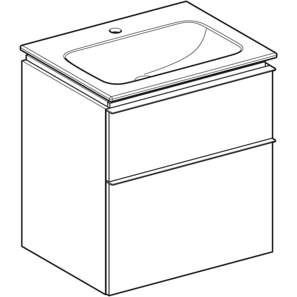 Geberit Vertriebs - iCon Set MWT m. US, 2 Schubl. 60x63x48cm, weiß hgl./Griff weiß matt
