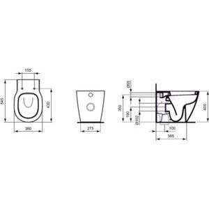 Ideal Standard - Standtiefspül-WC CONNECT, Abgang waagr.verd., 360x545x400mm, Weiß m.IP