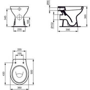 Ideal Standard - Standtiefspül-WC EUROVIT, Abgang außen waagr., 360x500x395mm, Weiß
