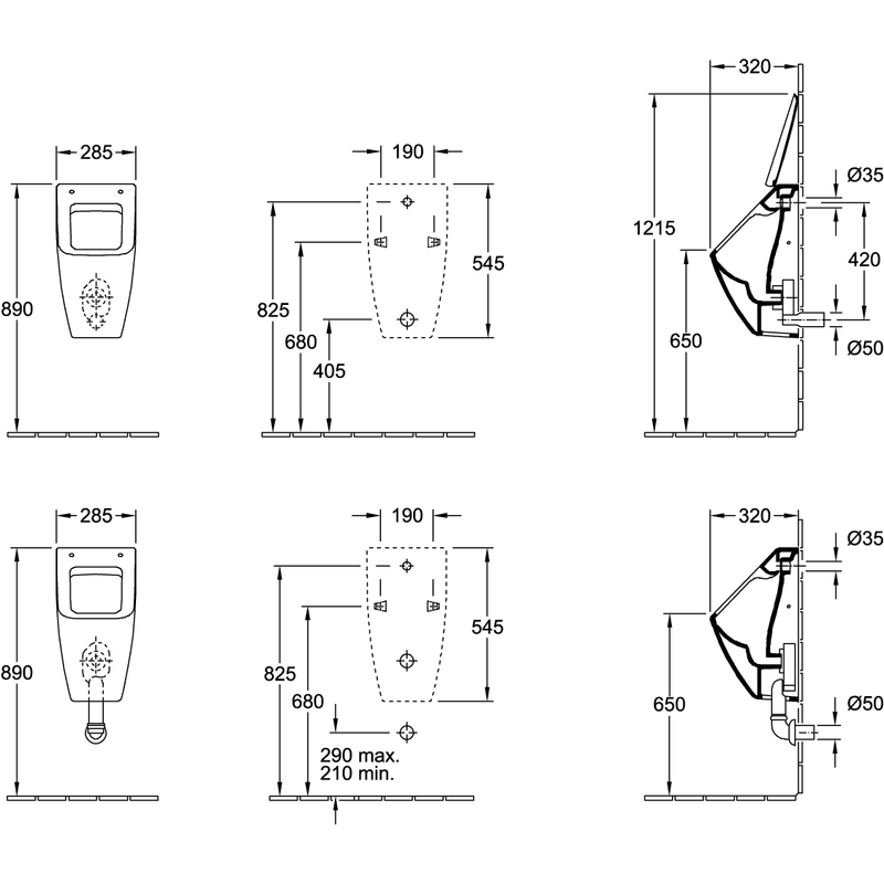 VILLEROY & BOCH - Abs.UR Venticello 320x285x545mm re-eckig fD DF Zul. verdeckt Graphite c