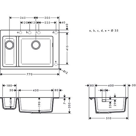 Hansgrohe - Einbauspüle 180x450 S510-F635 BG