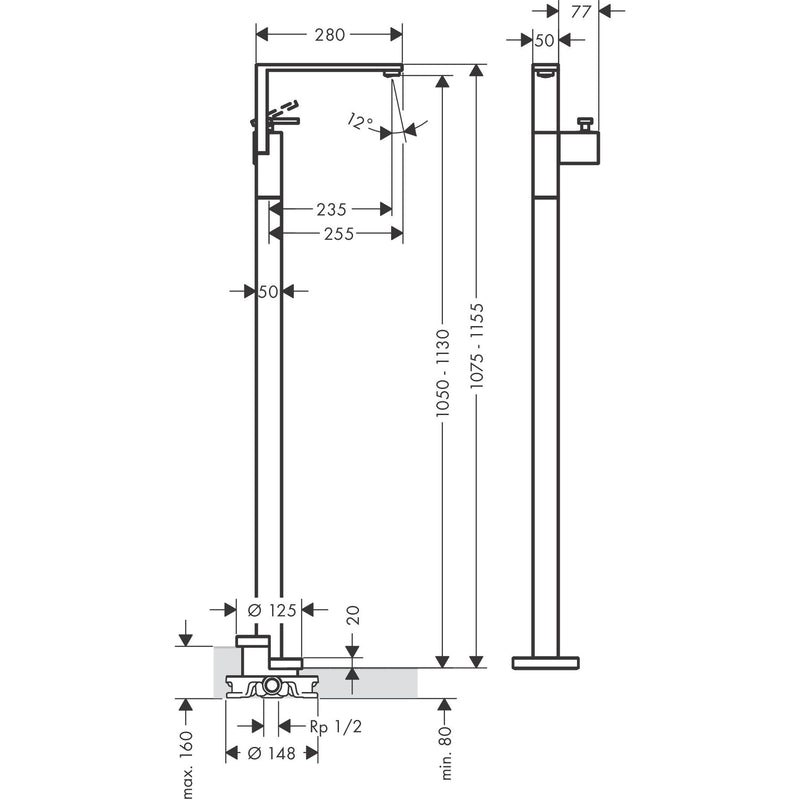 Hansgrohe - Waschtischmischer AXOR Edge zur Bodenmontage Diamantschliff chrom
