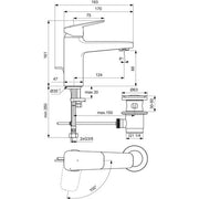 Ideal Standard - Waschtischarmatur CERAPLAN H90 m.Ablaufgarn. Ausld.124mm BlueStart Chr