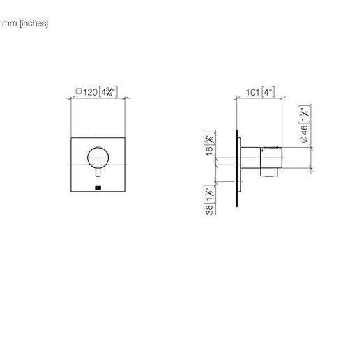 Dornbracht - UP-Therm. o.Mengenregulier. SYMETRICS 36503985 3/4 messing gebürstet