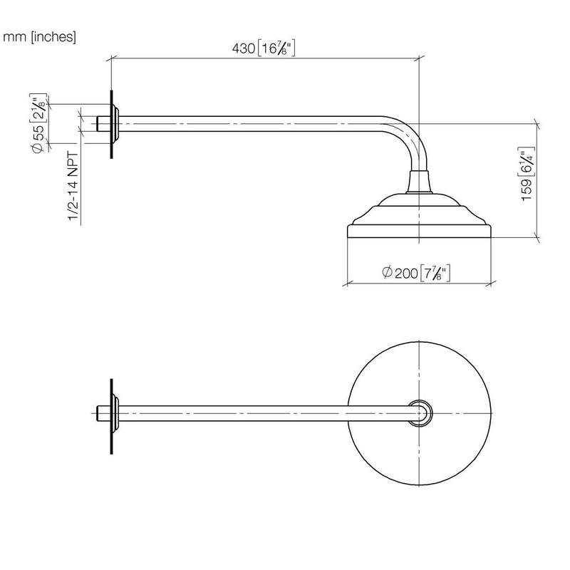 Dornbracht - Regenbrause 200mm mit WandanbinD.450mm 2854597706 platin geb
