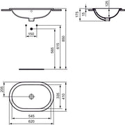 Ideal Standard - Einbauwaschtisch CONNECT, oval, o.Hl., m.Ül., 620x410x175mm, Weiß