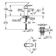 Grohe - EH-WT-Batterie EUROSMART C 23925 S-Size Push-open Ablaufgarnitur chrom