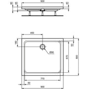 Ideal Standard - Rechteck-Brausewanne HOTLINE NEU, 900x800x80mm, Weiß