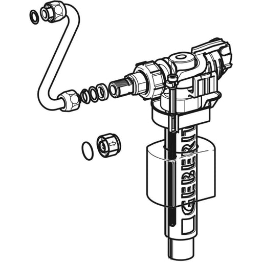 Geberit Vertriebs - Typ 380 Füllventil, WA seitlich 3/8, Nippel aus Messing, für UP-SPK