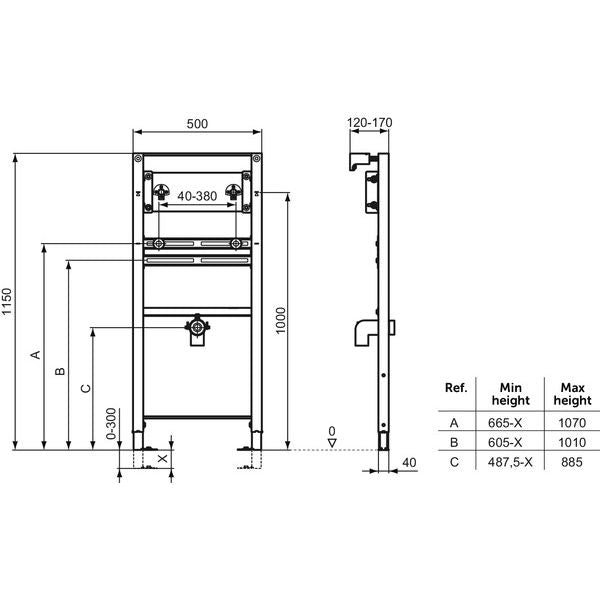 Ideal Standard - Wachtisch-Element PROSYS, zur kombination mit einer Wand-Armatur