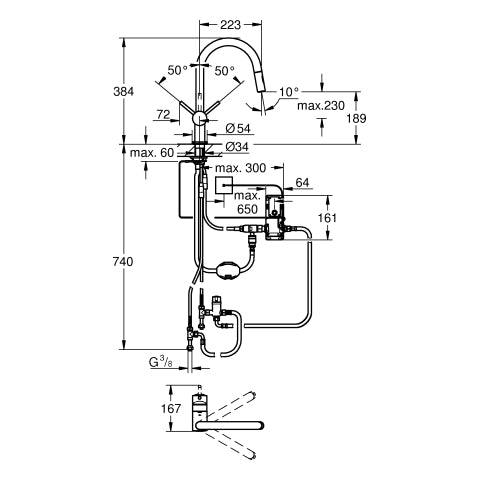 Grohe - Elektr.-EH-SPT-Batt. MINTA Touch 31358 C-Ausl. azb. Spülbrause supersteel