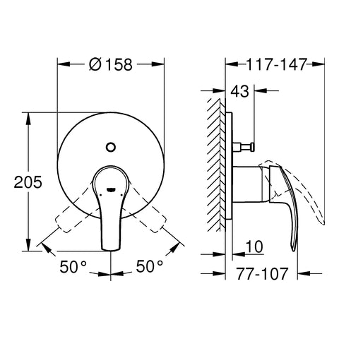 Grohe - EH-Wannenbatterie EUROSMART 24043 FMS für RAPIDO SmartBox chrom