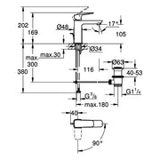 Grohe - EH-Waschtischbatterie Cubeo 101756 M-Size MST kalt Zugst.-Ablaufgrt. chrom