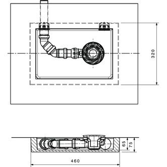 Ideal Standard - Ablaufbox klein, DN40, 460x320x75mm, rechts
