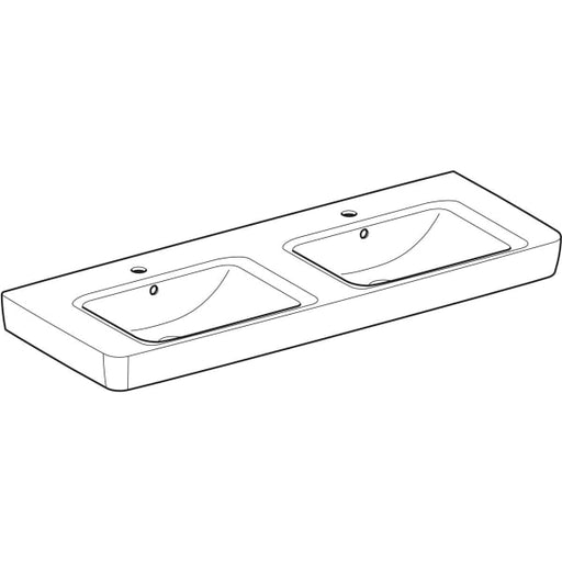 Geberit Vertriebs - RENOVA Plan Doppelwaschtisch 130x48cm m. Hl., m. Ül., weiß, KeraTect, NEU