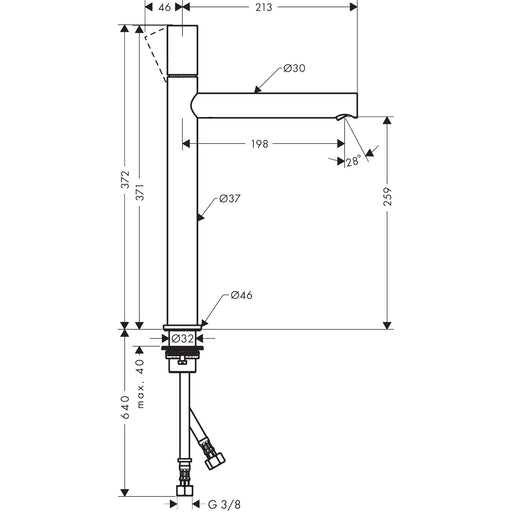 Hansgrohe - Waschtischmischer 260 AXOR Uno Zerogriff ohne Ablaufgarnitur chrom