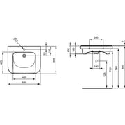 Ideal Standard - Waschtisch CONTOUR 21 650mm S2533 unterfahrbar, weiß
