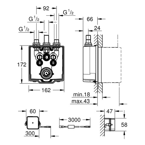 Grohe - UP-Einbaukasten EUROSMART CE 36459 therm. Mischung für 36456