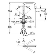 Grohe - Spültisch EHM MINTA 32067 1/2 U-Auslauf ausz. Mousseur chrom