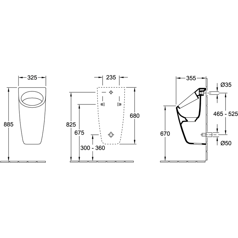 VILLEROY & BOCH - Absaug-Urinal ARCHITECTURA 5586 325x680x355mm m Zielobjekt WeißAlpin C
