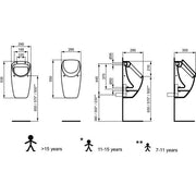 Ideal Standard - Absaugeurinal CONNECT, Zul.von hi., Zul.u.Abl.verd., 280x295x535mm, Weiß