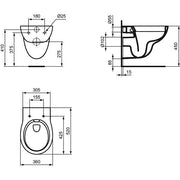 Ideal Standard - Wandtiefspül-WC CONTOUR 21 Plus, randlos, SmartGuard, 360x520x365mm, Weiß
